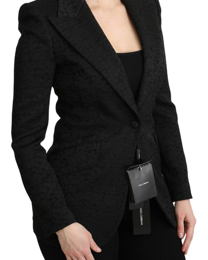 Dolce & Gabbana Black Brocade Single Breasted Blazer Jacket