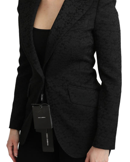 Dolce & Gabbana Black Brocade Single Breasted Blazer Jacket