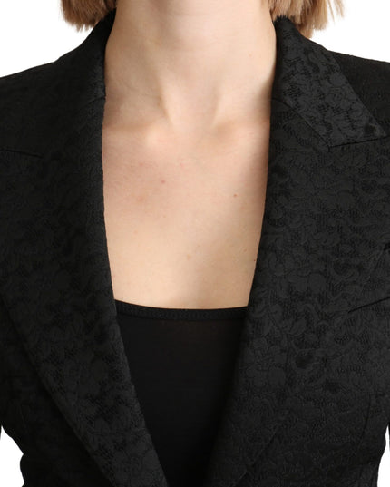 Dolce & Gabbana Black Brocade Single Breasted Blazer Jacket
