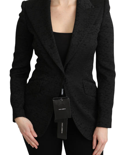 Dolce & Gabbana Black Brocade Single Breasted Blazer Jacket