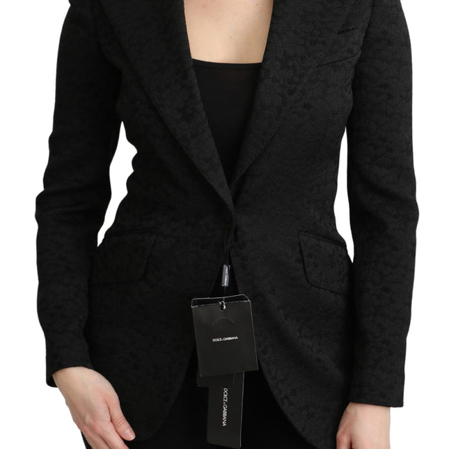 Dolce & Gabbana Black Brocade Single Breasted Blazer Jacket
