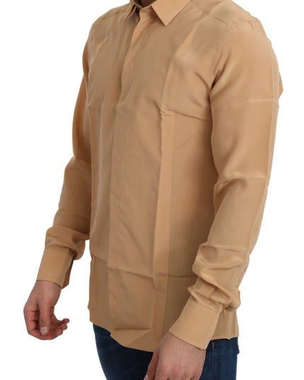 Dolce & Gabbana Yellow 100% Silk GOLD Top Slim Shirt