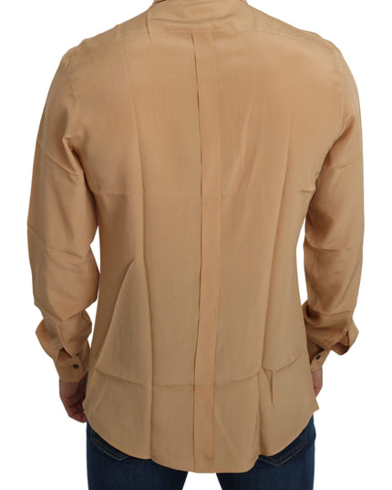 Dolce & Gabbana Yellow 100% Silk GOLD Top Slim Shirt