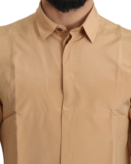 Dolce & Gabbana Yellow 100% Silk GOLD Top Slim Shirt