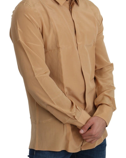 Dolce & Gabbana Yellow 100% Silk GOLD Top Slim Shirt
