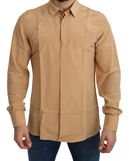 Dolce & Gabbana Yellow 100% Silk GOLD Top Slim Shirt