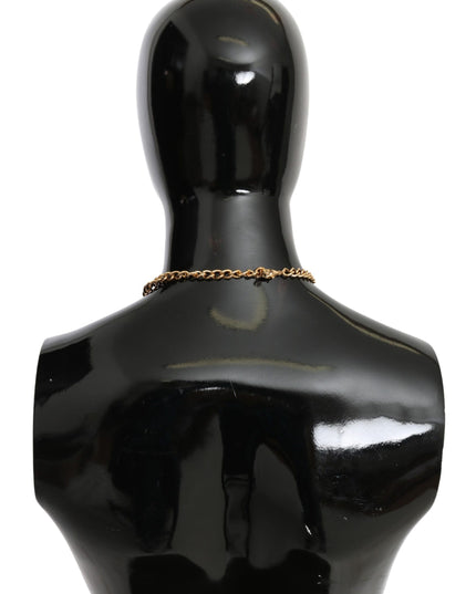 Dolce & Gabbana Green Leaves Gold Brass Crystal Flower Pendant Necklace