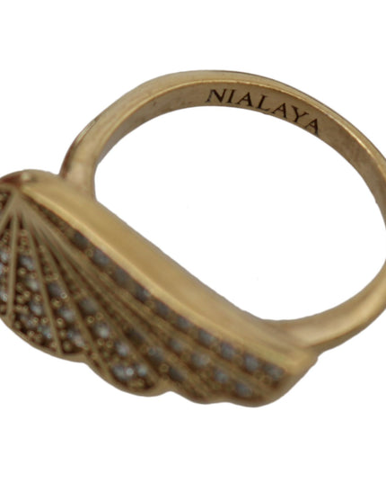 Nialaya Gold Wing Clear CZ 925 Silver Authentic Women