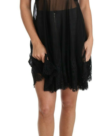 Dolce & Gabbana Black Silk Lace Dress Chemise Lingerie