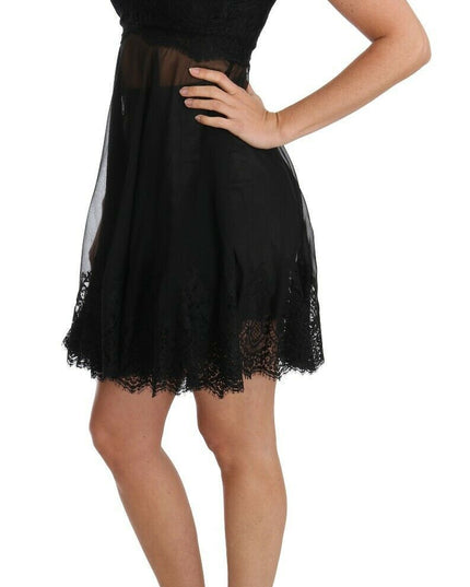 Dolce & Gabbana Black Silk Lace Dress Chemise Lingerie
