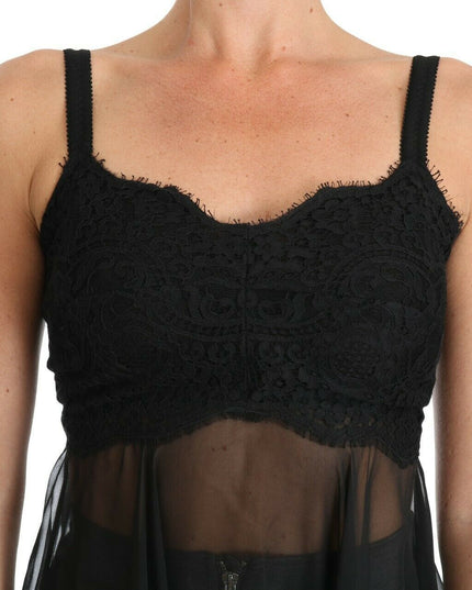 Dolce & Gabbana Black Silk Lace Dress Chemise Lingerie
