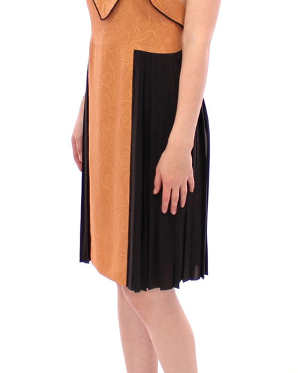 FILOS Black Bronze Silk Sleeveless Above Sheath Dress