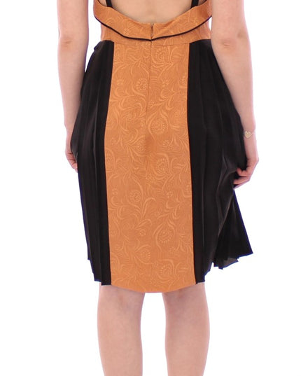 FILOS Black Bronze Silk Sleeveless Above Sheath Dress