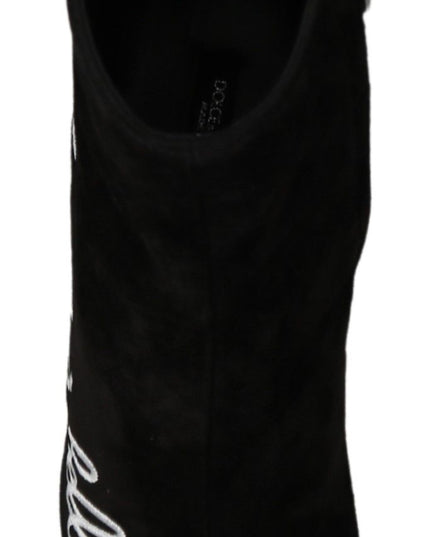 Dolce & Gabbana Black Suede L'Amore E'Bellezza Boots Shoes