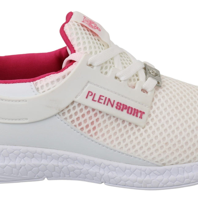 Philipp Plein White Pink Polyester Becky Sneakers Shoes