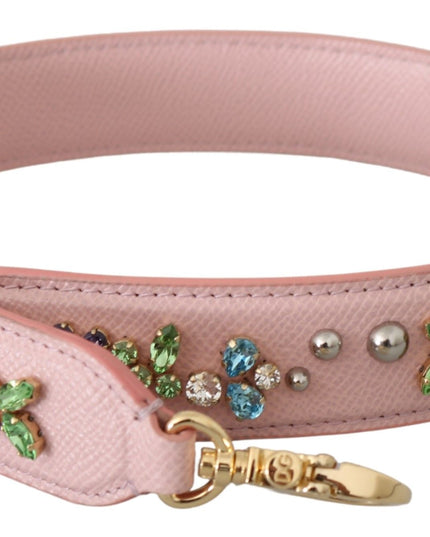 Dolce & Gabbana Pink Leather Crystal Stud Accessory Shoulder Strap