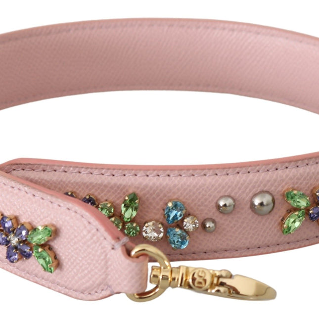 Dolce & Gabbana Pink Leather Crystal Stud Accessory Shoulder Strap