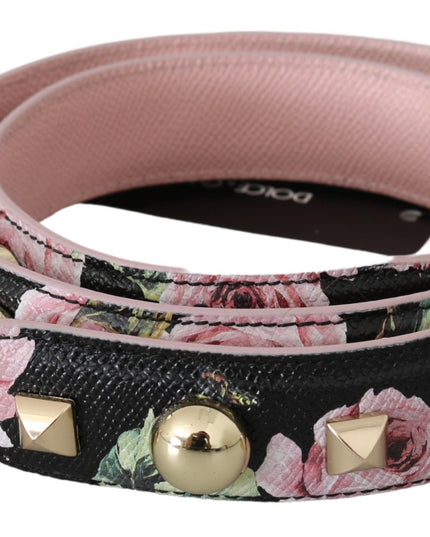 Dolce & Gabbana Pink Floral Leather Stud Accessory Shoulder Strap