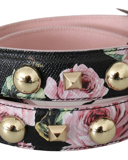 Dolce & Gabbana Pink Floral Leather Stud Accessory Shoulder Strap