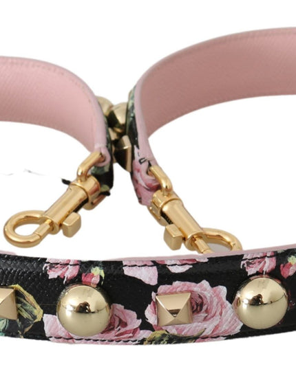 Dolce & Gabbana Pink Floral Leather Stud Accessory Shoulder Strap