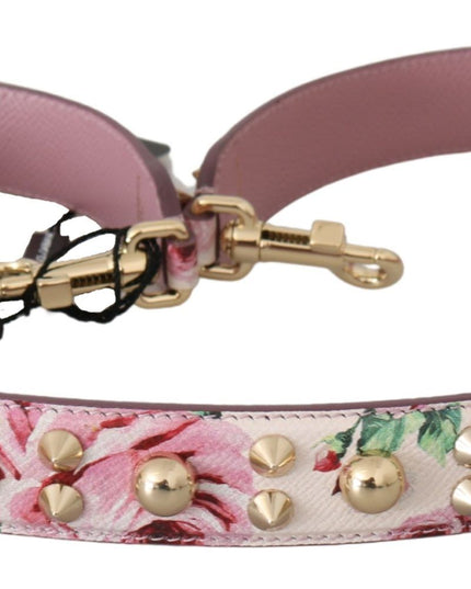 Dolce & Gabbana Pink Floral Leather Stud Accessory Shoulder Strap