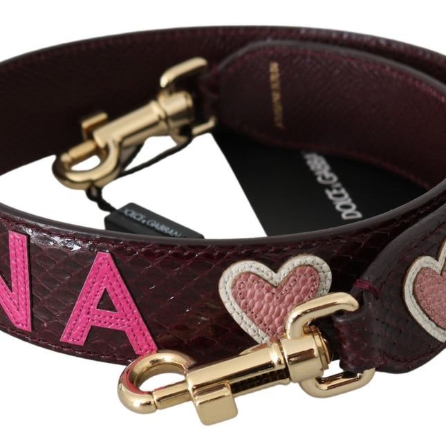 Dolce & Gabbana Bordeaux Exotic Skin Leather Belt Shoulder Strap