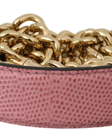 Dolce & Gabbana Pink Leather Gold Chain Accessory Shoulder Strap