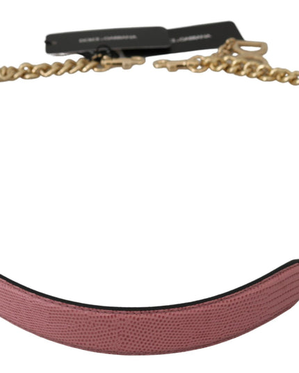 Dolce & Gabbana Pink Leather Gold Chain Accessory Shoulder Strap