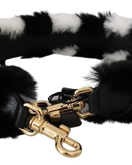 Dolce & Gabbana Black White Lapin Fur Accessory Shoulder Strap