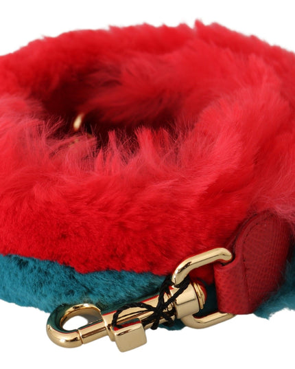 Dolce & Gabbana Red Blue Rabbit Fur Leather Shoulder Strap