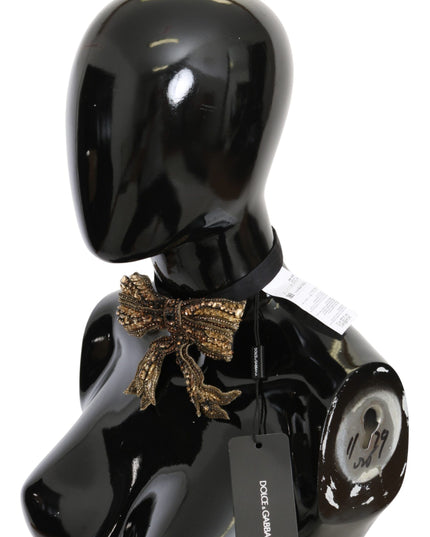 Dolce & Gabbana Gold Crystal Beaded Sequined 100% Silk Catwalk Necklace