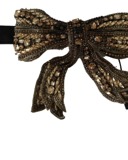 Dolce & Gabbana Gold Crystal Beaded Sequined 100% Silk Catwalk Necklace