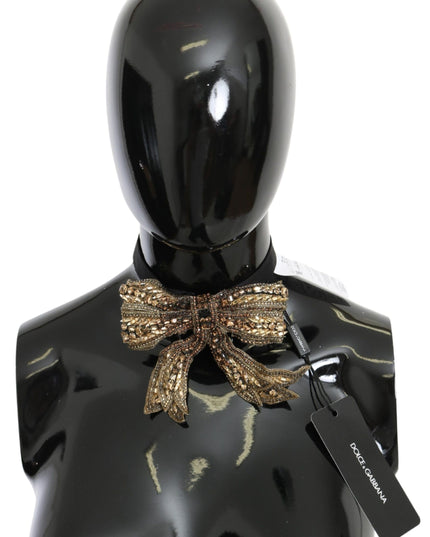 Dolce & Gabbana Gold Crystal Beaded Sequined 100% Silk Catwalk Necklace