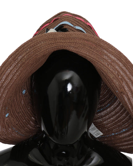 Dolce & Gabbana Brown Floral Wide Brim Straw Floppy Cap Hat