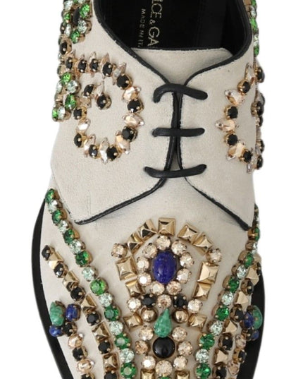 Dolce & Gabbana White Suede Crystal Dress Broque Shoes