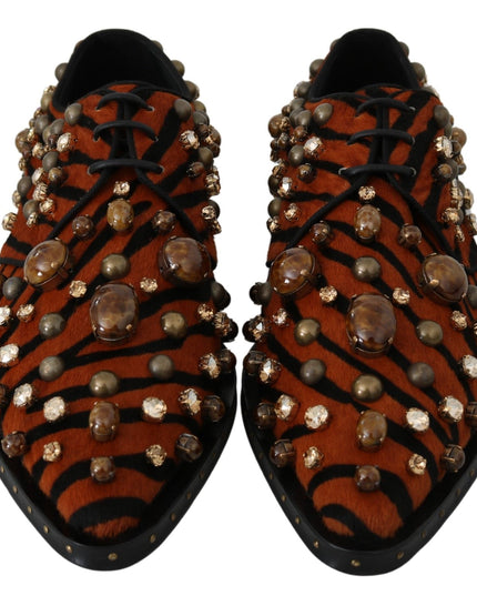 Dolce & Gabbana Orange Pony Hair Crystal Dress Broque Shoes