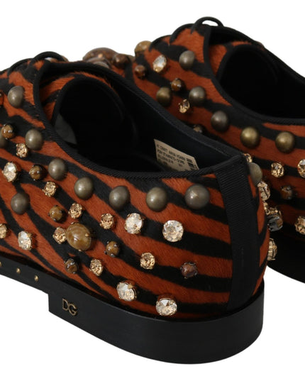 Dolce & Gabbana Orange Pony Hair Crystal Dress Broque Shoes