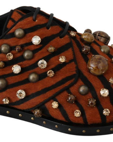 Dolce & Gabbana Orange Pony Hair Crystal Dress Broque Shoes