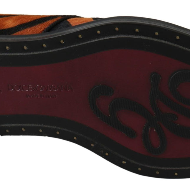 Dolce & Gabbana Orange Pony Hair Formal Dress Broque Shoes