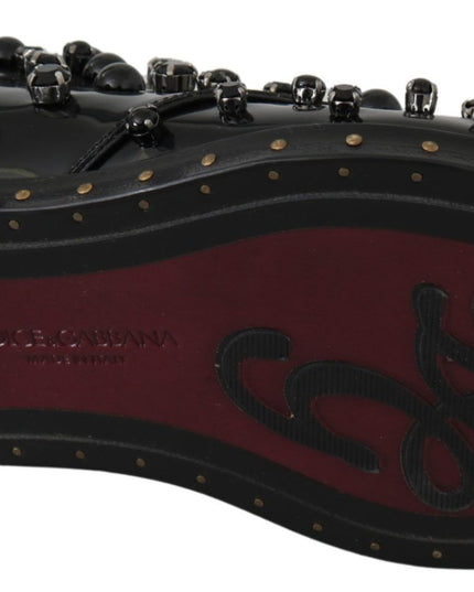 Dolce & Gabbana Black Leather Crystals Dress Broque Shoes