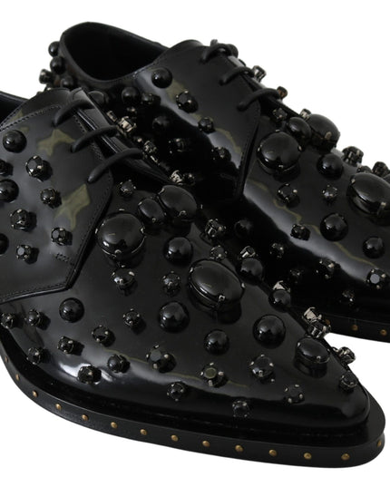 Dolce & Gabbana Black Leather Crystals Dress Broque Shoes