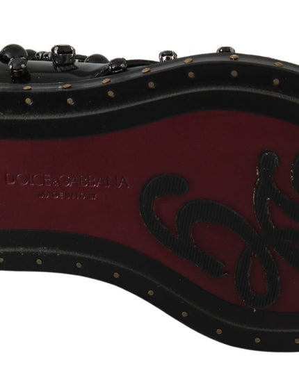 Dolce & Gabbana Black Leather Crystals Dress Broque Shoes
