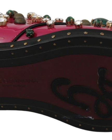Dolce & Gabbana Pink Leather Crystals Dress Broque Shoes