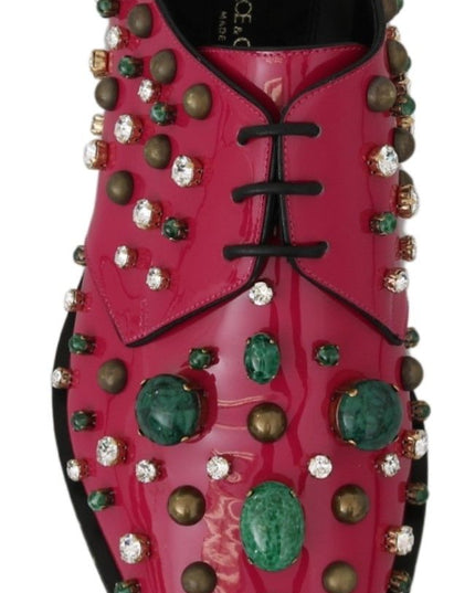 Dolce & Gabbana Pink Leather Crystals Dress Broque Shoes