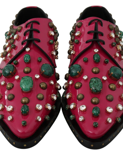Dolce & Gabbana Pink Leather Crystals Dress Broque Shoes