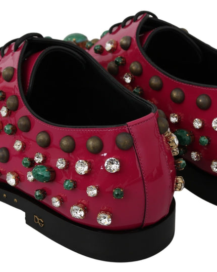 Dolce & Gabbana Pink Leather Crystals Dress Broque Shoes