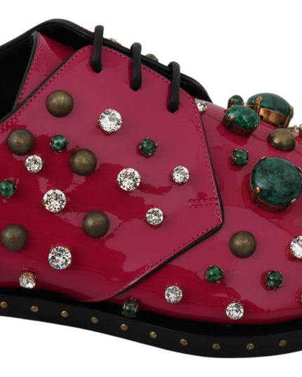 Dolce & Gabbana Pink Leather Crystals Dress Broque Shoes