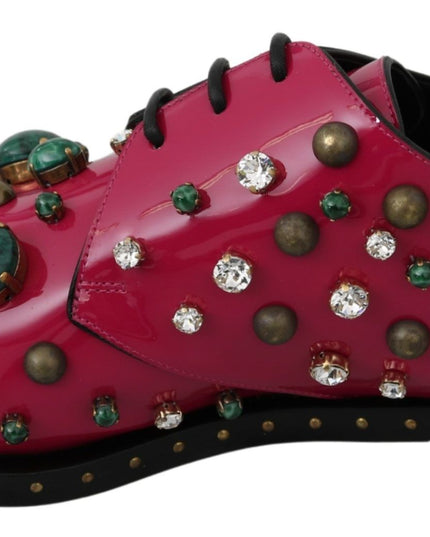 Dolce & Gabbana Pink Leather Crystals Dress Broque Shoes