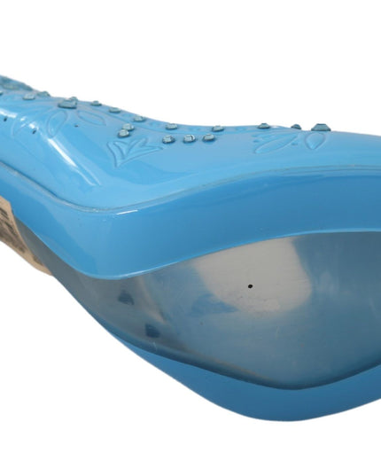 Dolce & Gabbana Blue Crystal Floral CINDERELLA Heels Shoes