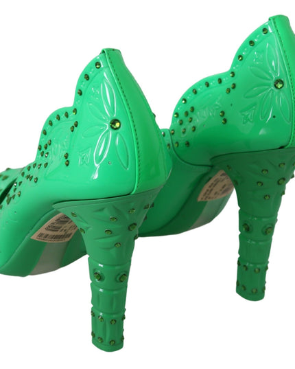 Dolce & Gabbana Green Crystal Floral Heels CINDERELLA Shoes
